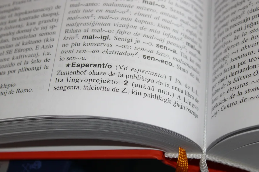 Open dictionary showing two columns of entries
